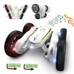 DEERC DE38 Remote Control car, 360° Double Sided, Flipping RC Stunt Car, LED Headlights, 4WD High-Speed Off-Road Toy, Great Gift for Boys and Girls, with 2 Rechargeable Batteries