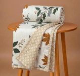BSB HOME 100% Cotton Reversible Dohar Single Bed Size | AC Blanket Lightweight Summer Comforter | Soft Breathable Bed Blanket (152 x 225 cm) (Golden Leaf Garden)