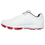 Skechers Men's Pro 6 Waterproof Golf Shoe Sneaker, White/Navy/Red, 11.5