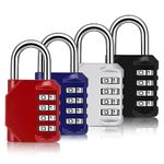 JIANTA Combination Lock, 4 Digit Combination Padlock with Code for School Gym Sports Locker, Fence, Toolbox, Case, Hasp Cabinet Storage (4 Pack, Red Blue Silver Black)