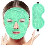 BeeVines Gel Eye Mask 2 Packs for Cold & Warm Eye Compress, Reusable Washable Microwavable Eye Mask with Adjustable Strap, Help Relieves Dry Eyes, Puffy Eyes, Styes and Sinus Pain (002 Green)