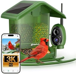 Nafnti Solar Bird Feeder with Camera 3K UHD Adjust Angle, 2.5L, Dual Seed