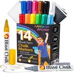 Blami Arts Liquid Chalk Markers Washable -14 Ink Pens & Extra Gold and Silver Colors - Chalkboard Labels Pack Included Non Toxic - Reversible Tips and Erasing Sponge included