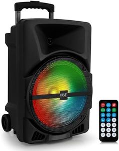 Wireless Portable PA Speaker System -1200W High Powered Bluetooth Compatible Indoor and Outdoor DJ Sound Stereo Loudspeaker w/USB SD MP3 AUX 3.5mm Input, Flashing Party Light & FM Radio -PPHP1544B