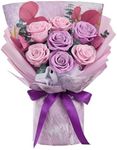 Mosstory Roses Bouquet Purple Gifts for Women Birthday Flowers for Women Forever Flowers Bouquet Gift for Her Wife Anniversary Graduation (Lavender Roses)