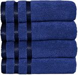 Weave Essentials 4 Pc Hand Towels - 50x90 cm / 20x35 inch, 100% Combed Cotton Hand Towel Set, Luxury Plush & Premium Bathroom Linen, Quick Dry Towel & High Absorbent - (Navy Blue)
