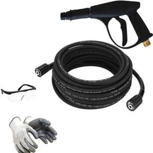 TOOLBUX Heavy Duty High Pressure Washer Water Spray Gun with 10m Steel-Braided Rubber Hose Combo - Weather & Abrasion Resistant Fits Most Pressure Washers
