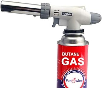 FunOwlet Butane Torch Kitchen Blow Lighter - Culinary Torches Chef Cooking Professional Adjustable Flame with Reverse Use for Creme, Brulee, BBQ, Baking, Jewelry by (Butane Fuel Not Included)