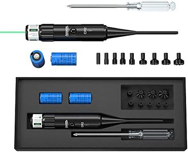 JulyTek Laser Bore Sight Kit Multiple Caliber, Green Dot Laser Boresighters with Press Switch for .177 to .54 Caliber Rifles Handgun Hunting Scopes with 2 Sets of Batteries