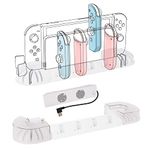 Geekria Charging Station Stand and Game Holder Compatible with Nintendo Switch & OLED Model Joy-Cons, Charger Stand Station with Cooling Fan Intended for Nintendo Switch Joy Con