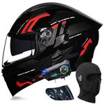 BYGMWEP Bluetooth Modular Motorbike Helmet, Full Face Flip Up Motorcycle Double Visor Helmet, DOT/ECE Approved, with Dual Speaker and Microphone, for Adults Men Women M~XXL