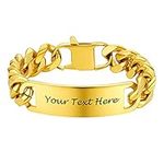PROSTEEL Personalized Bracelet for Men Gold Plated Name ID Engravable Customize Bracelets