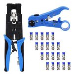 Delgada Compression Tool Coax Cable Crimper Kit,Multifunctional Compression Connector Adjustable Tool for RG59 RG6 F BNC RCA，with Coaxial Cable Stripping Cutter and RG59 F Connectors