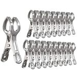 18 Packs, WEBI Heavy Duty Stainless Steel Boca Clips Clothing Peg Clamp Clothespin Picture Hanger for Photos, Quilt, Pants, Towel, Windproof, 3.3 Inches