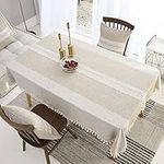 VIVILINEN Rectangular Tablecloth Fabric Cotton Linen Wrinkle Free Washable Reusable Table Cloths for Kitchen Dinning Tabletop Decoration khaki