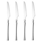 KitchEase Sterling Silver Silverware Dinner Knives Set of 4 | 4-Piece Korean Vintage Style Flatware Steak Knife Set | Dishwasher-Safe Stainless Steel Cutlery for Home, Restaurant & Gift Giving