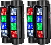 LUNSY Spider Moving Head DJ Lights, Disco Party Stage Lights Indoor, Lunsy 8x10W RGBW Sound Activated DMX-512 Control Strobe Beam Lighting for Christmas Party Pub Festival Wedding Event Show, 2 Packs