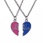 Elegant Rose 2 Piece Best Friends Forever BFF Silver Heart Key Pendant / Necklace Set / Friendship Accessories