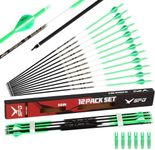 SPG Archery Arrows for Compound Bow - 30 Inch Arrows for Compound Bow, 500 Spine Carbon Compound Arrows for Recurve Bow Shooting Hunting 12 Packs (Green)