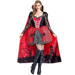 Women Halloween Vampire Costume - Ladies Witch Dress with Cloak Party Outfits