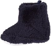 Luvable Friends Girls' Sherpa Bootie Crib Shoe, Navy, 6-12 Months M US Infant