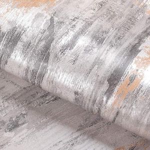 Livelynine 24 X 394 Wide Concrete Peel and Stick Wallpaper for Living Room Silver Grey Metallic Cement Wall Paper for Bathroom Waterproof Contact Paper for Countertops Basement Wall Covering Bedroom