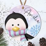 Personalised Christmas Tree Name Bauble - 12 Unique Designs (Elf, Santa, Reindeer, Snowman, Penguin, Polar Bear) (Design 5, Mdf Wood Indoor Use Only)