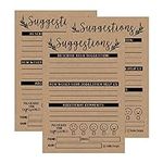 25 4x6 Rustic Feedback Comment Suggestion Card Forms for Customer Complaints, Business Employees, Restaurant Blank Refill Paper, Kraft Pad for Client Contact Info for Wooden or Metal Lock Box Holders