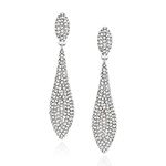 SWEETV Crystal Teardrop Chandelier Earrings for Women Brides, Rhinestone Long Drop Dangle Bridal Earrings for Wedding Prom,Silver
