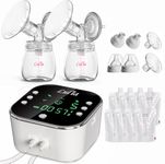 Lulia Double Electric Breast Pump, 4000mAh Battery, 4 Modes 9 Levels, Painless and Strong Suction, Rechargeable Portable Breast Pump Electric LED Display BPA Free