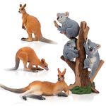 toymany Australian Wildlife Animal Figurines Includes Koala and Kangaroo Figure Toy, Plastic Forest Animal Figures Toy Set, Cake Toppers Christmas Birthday Gift for Kids Toddlers