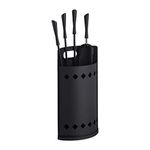 Relaxdays Fireplace piece Fireside Kit with Poker, Tongs, Ash Shovel, Broom & Bucket, HWD: 61 x 25 x 15 cm, Black, 90% steel 10% polyester, 5-teiliges Set