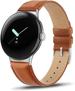 Tuocal Genuine Leather Strap Compatible with Google Pixel Watch 2 Strap/Pixel Watch Strap Smartwatch Band for Women Men, Soft Breathable Genuine Leather Adjusted Replacement Strap Wristband, Brown