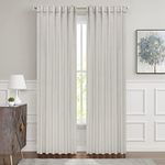 WEST LAKE Room Darkening Ivory Velvet Curtains for Bedroom 84 Inches Long Moderate Blackout Window Panels Rod Pocket Back Tab Curtains for Living Room 52" Wx84 L Greyish Ivory,Set of 2