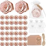 50 Set Rose Compact Mirrors Bulk Quinceanera Wedding Party Favors Including Rose Shape Mirrors and Thank You Tags with White Organza Bags for quinceanera, Wedding Party Guests Souvenir Gift (50)