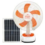 D.LIGHT 17 Inch 10000 mAh Battery Portable 12 Watt Solar Powered Fan With Brushless DC Motor Technology, Rechargeable Solar Fan for Indoor Housing, Office, Camping, White