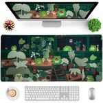 Green Mouse Pad, XXL Cute Anime Gaming Mouse Pad, 35x15.7x0.12 Inch Frog Desk Pad for Keyboard and Mouse, Large Kawaii Mousepad for Girls Women's Home Office Laptop PC Computer