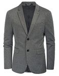 PJ PAUL JONES Men's Slim Fit Stretch Knit Blazer Suit Jacket Lightweight Herringbone Sport Coat Black L