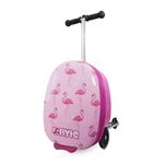 Flyte Scooter Suitcase Folding Kids Luggage - Fifi The Flamingo, Hardshell, Ride On with Wheels, 2-in-1, 18 Inch, 25 Litre Capacity