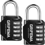 GRIFEMA GA1001 Combination Padlock, 4 Digit Coded Zinc Alloy Heavy Duty Locker Lock 2 Pack Weatherproof Padlock for School & Gym Locker,Fence, Garage, Gate, Storage Case, Toolbox & Shed, Black