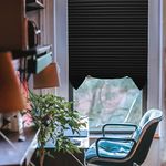 SEEYE Blackout Temporary Blinds Cordless Shades Fabric Pleated Fabric Shade Easy to Cut and Install, 36" W x 72" L - 6 Pack, Black, with 12 Clips