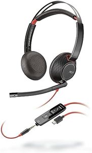 Auricular Poly Blackwire 5220 con cable - Micrófono de brazo flexible con cancelación de ruido - Diseño ergonómico - Conexión a PC/Mac o teléfono móvil mediante USB-C, USB-A o conector de 3,5 mm