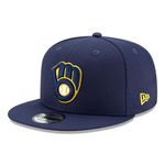 New Era Milwaukee Brewers 9Fifty Snapback Hat | Brewers Basic Snap Back Cap Old School Brewers Navy, Navy, One Size