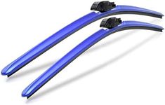 Clix Wipers - (22"/22") Blue Automotive Replacement Windshield Wiper Blades - All Weather Flex Frame - Starter Set With C & L Clips to fit J-Hook, Pinch Tab & Top Button Wiper Arms - Pack of 2