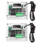 Scriptronics® W1209 Digital LED DC 12V + NTC Sensor Heat Cool temp Thermostat Temperature Switch Module On/Off Controller Electronic Board With Clear Acrylic Case (2 Piece)