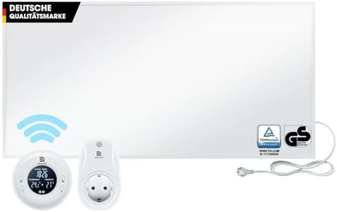 BR Bringer Infrarotheizung 1200 Watt - mit Thermostat und Fernbedienung - Infrarot Elektroheizung Energiesparend - TÜV & GS - Deutsche Qualitätsmarke (weiß)