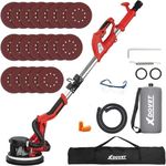 XDOVET 850W Drywall Sander with 20 Sanding Discs,Drywall Sander with Vacuum,6 Variable Speeds from 800 to 1750 RPM,Popcorn Ceiling Removal Tool with Extendable Handle, LED Lighting（Red）