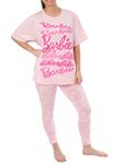 Barbie Pajamas for Women | Cotton Womens Pajama | Short Sleeve Ladies PJs | Pink | Large
