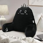 SUNSIDE Kitty Reading Pillow for Sitting in Bed, Cute Back Pillows for Adult and Children, Shredded Memory Foam Pillow with Arms, Cat Design Bed Pillow, Back Support Pillow with Washable Cover