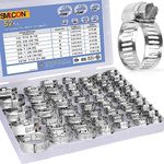 SMLCON 52 PCS Hose Clamp Assortment Kit - 304 Stainless Steel Worm Gear Hose Clamps Adjustable 1/4''- 1-1/2'' (6-38mm) Metal Fuel Line Clamp for Plumbing,Automotive And Mechanical Applications